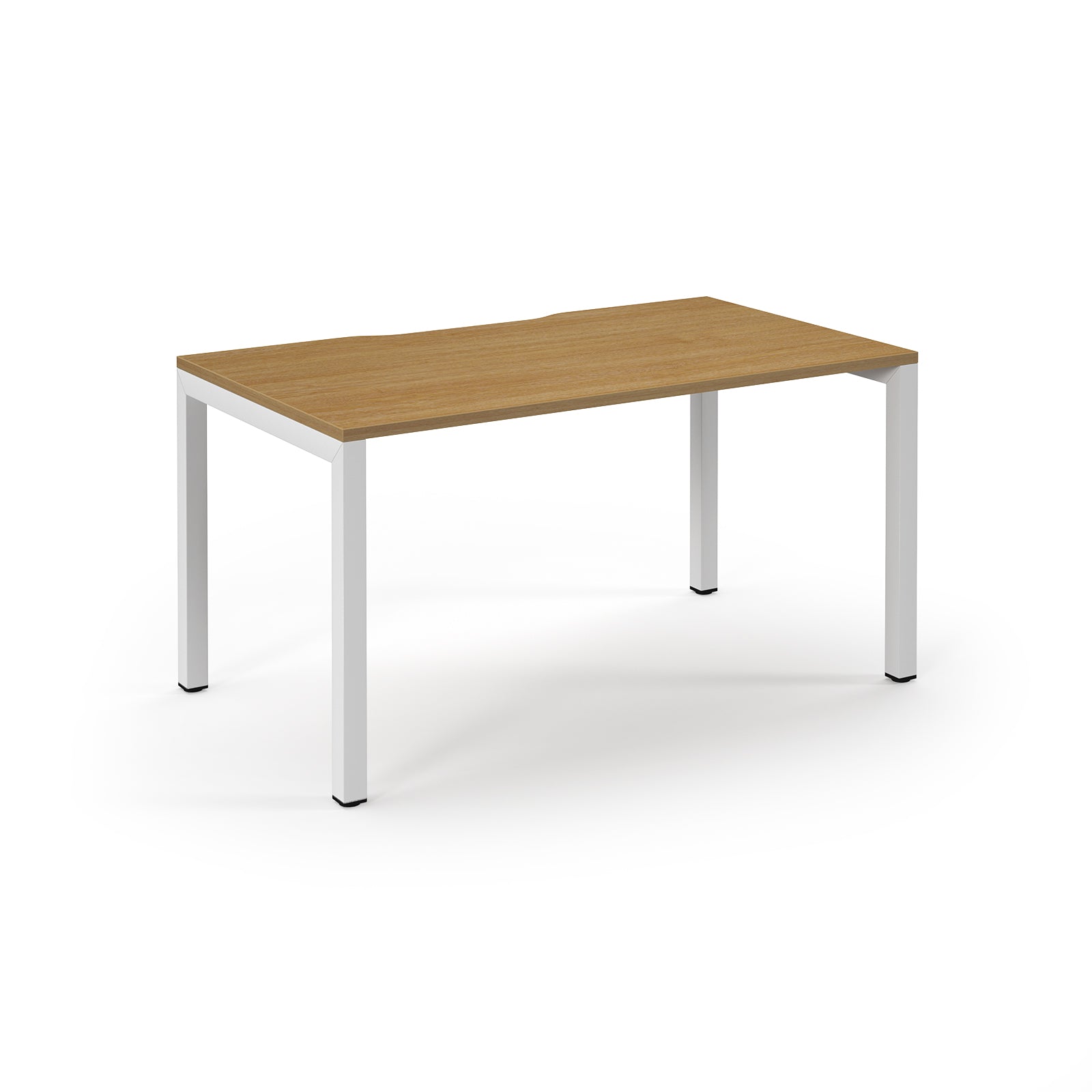 Wooden desk with white legs on a white background