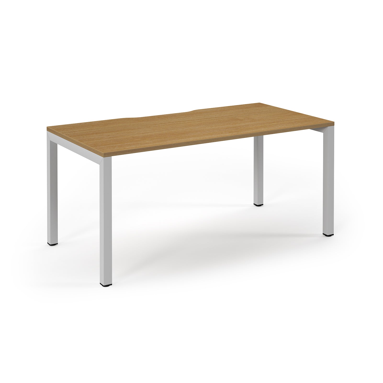 Wooden desk with white legs on a white background