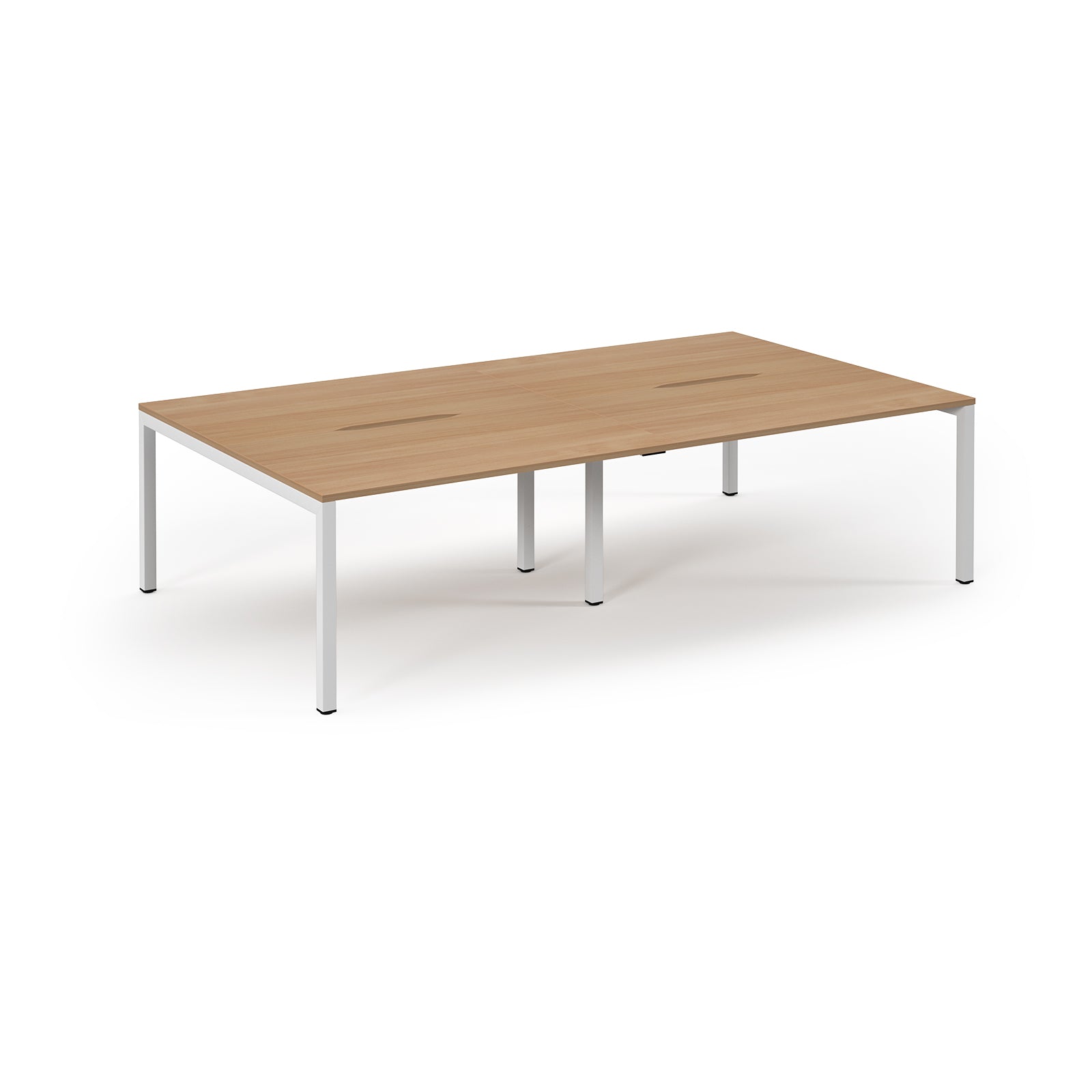 Wooden table with white legs on a white background
