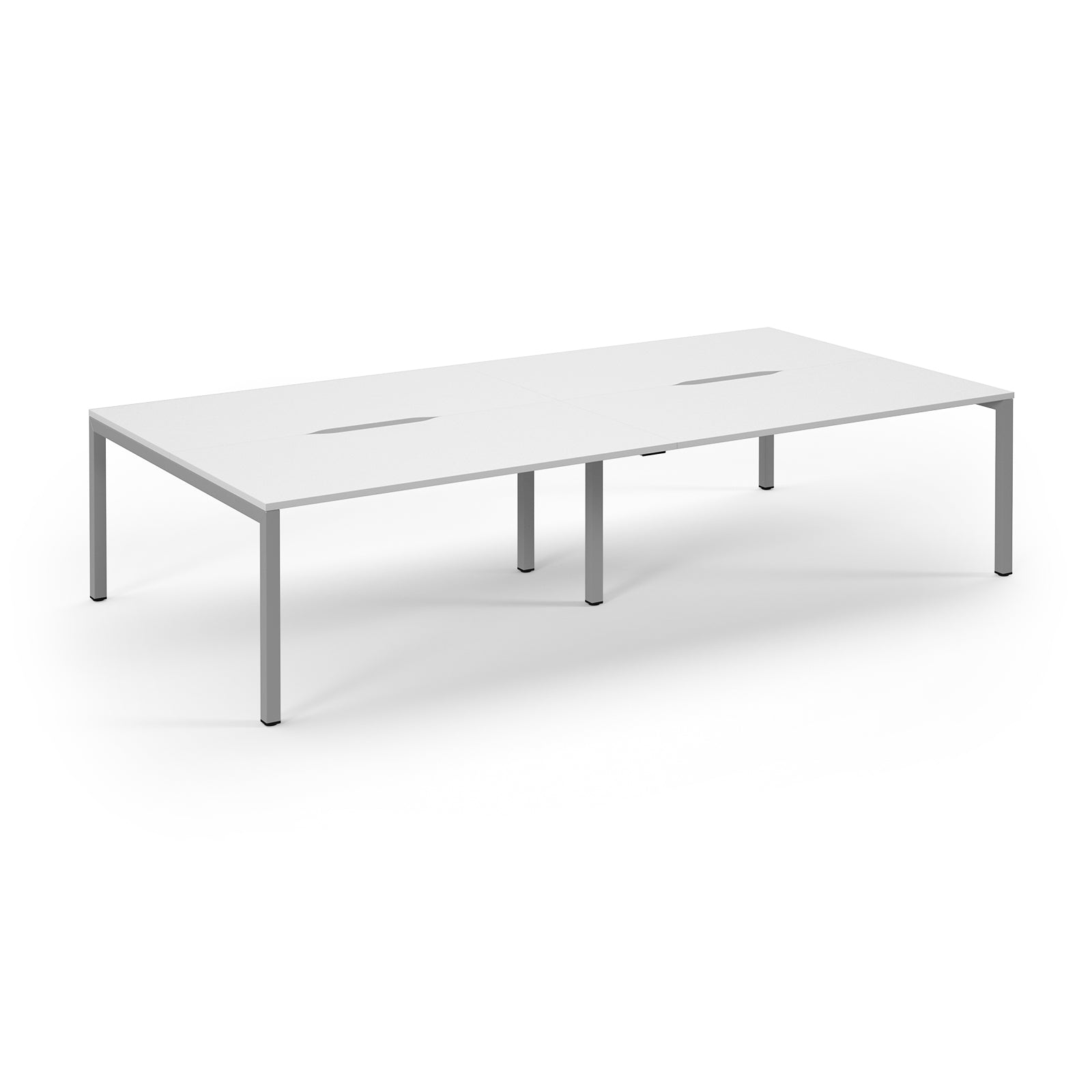 White conference table with metal legs on a white background