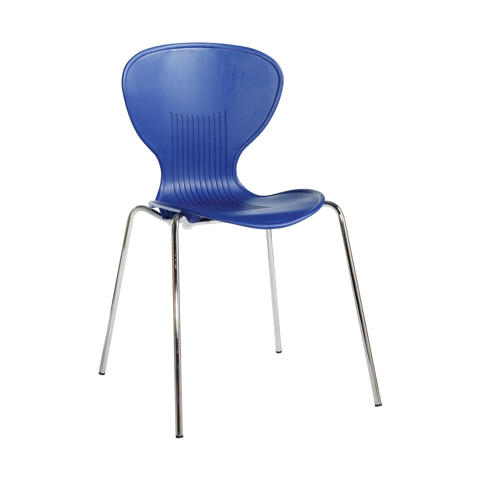 Blue chair with metal legs on a white background