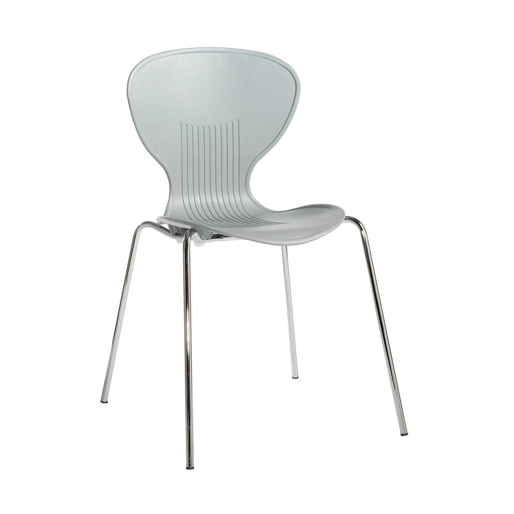 Modern chair with a light grey seat and backrest on a white background