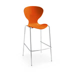 Orange bar stool with metal legs on a white background