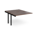 Large modular bench desk add-on with a dark wood-effect top and black metal legs, shown on a white background.