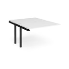 Large modular bench desk add-on with a white top and black metal legs, shown on a white background.