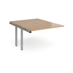 Large modular bench desk add-on with a wood-effect top and silver metal legs, shown on a white background.