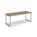 Rectangular wood-effect office table with a minimalist design and metal frame legs, suitable for meeting rooms or workspaces, shown on a white background.