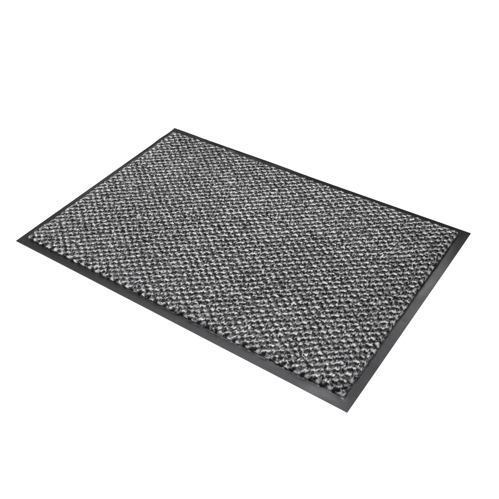 Textured gray doormat on a white background