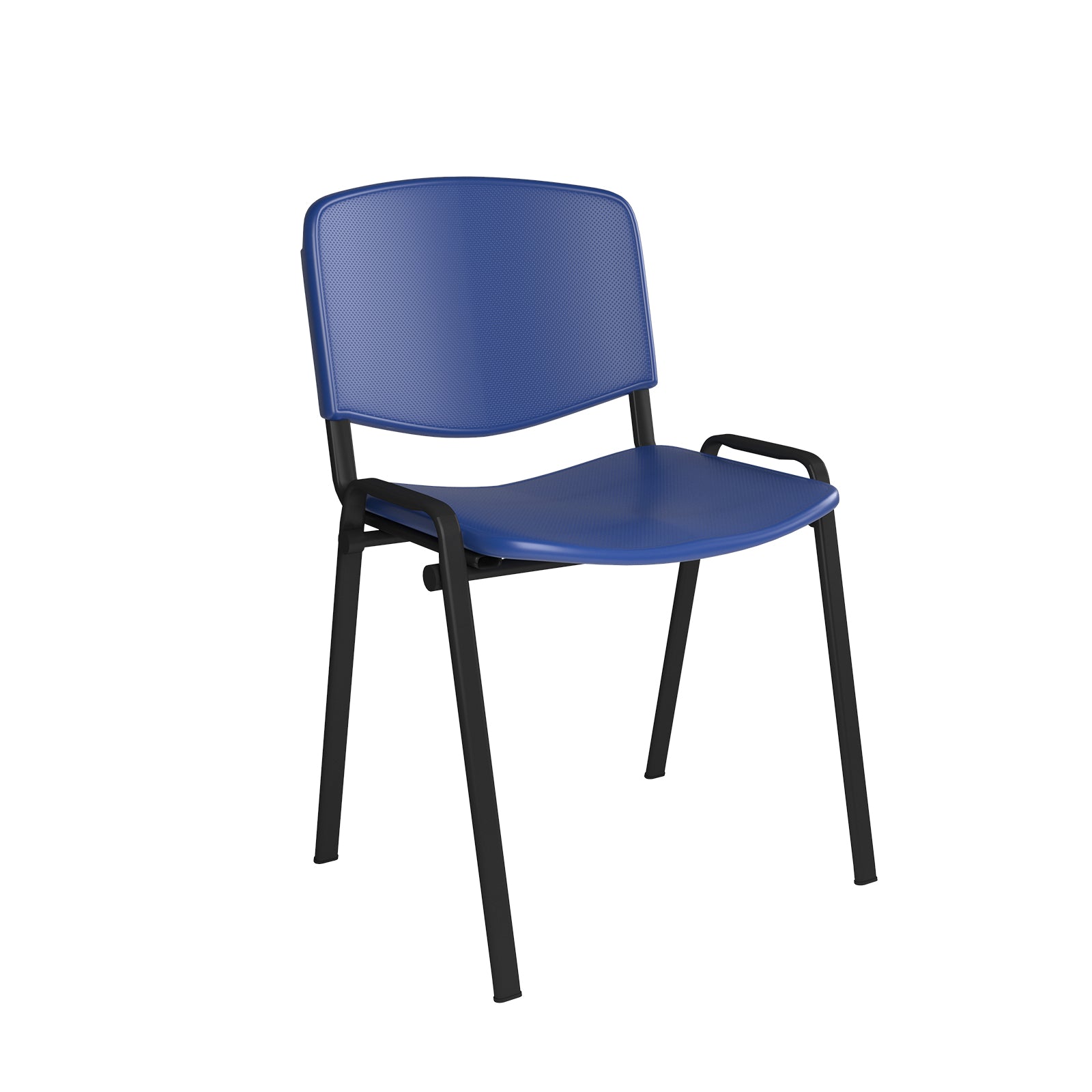 Blue chair with black legs on a white background