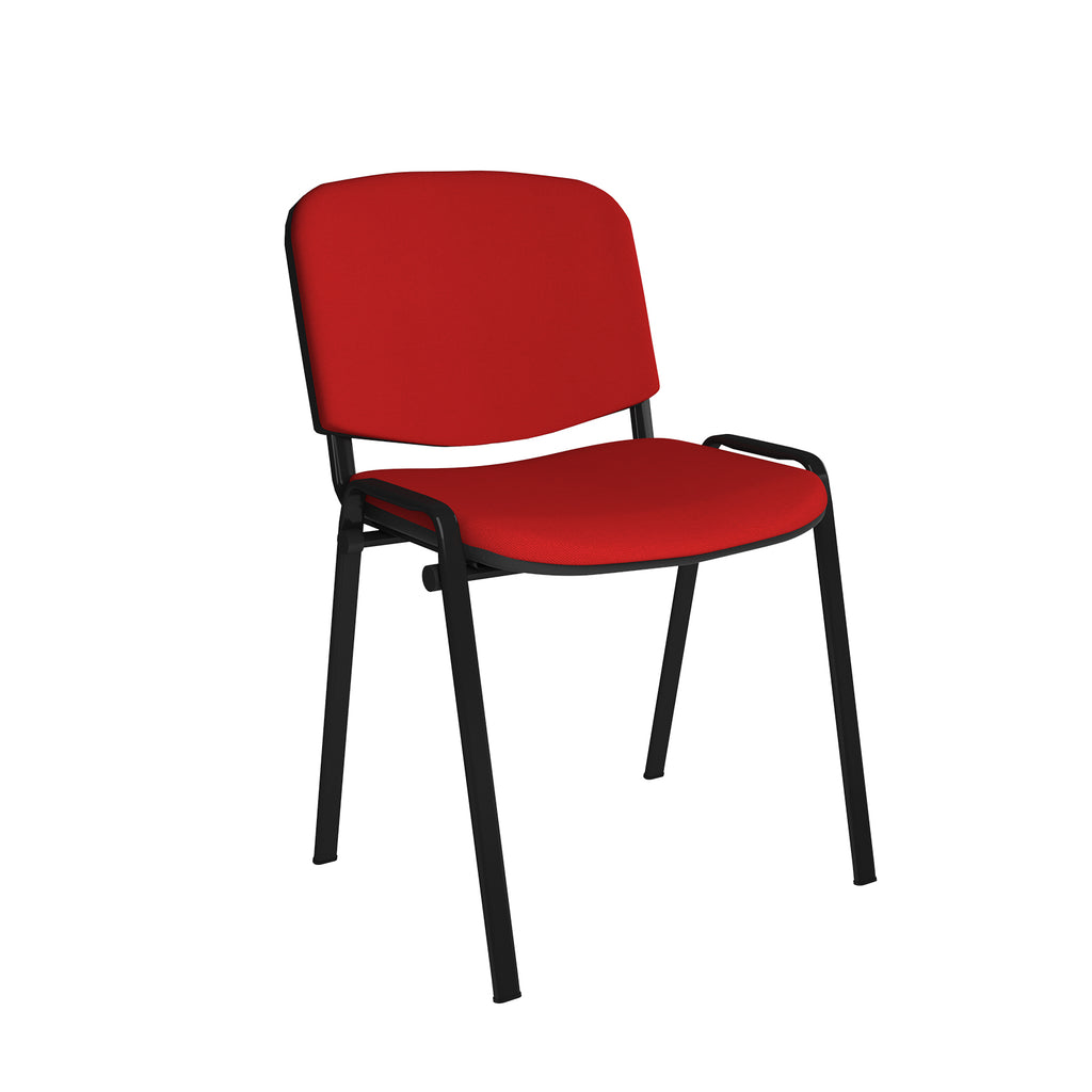 Red chair with black legs on a white background