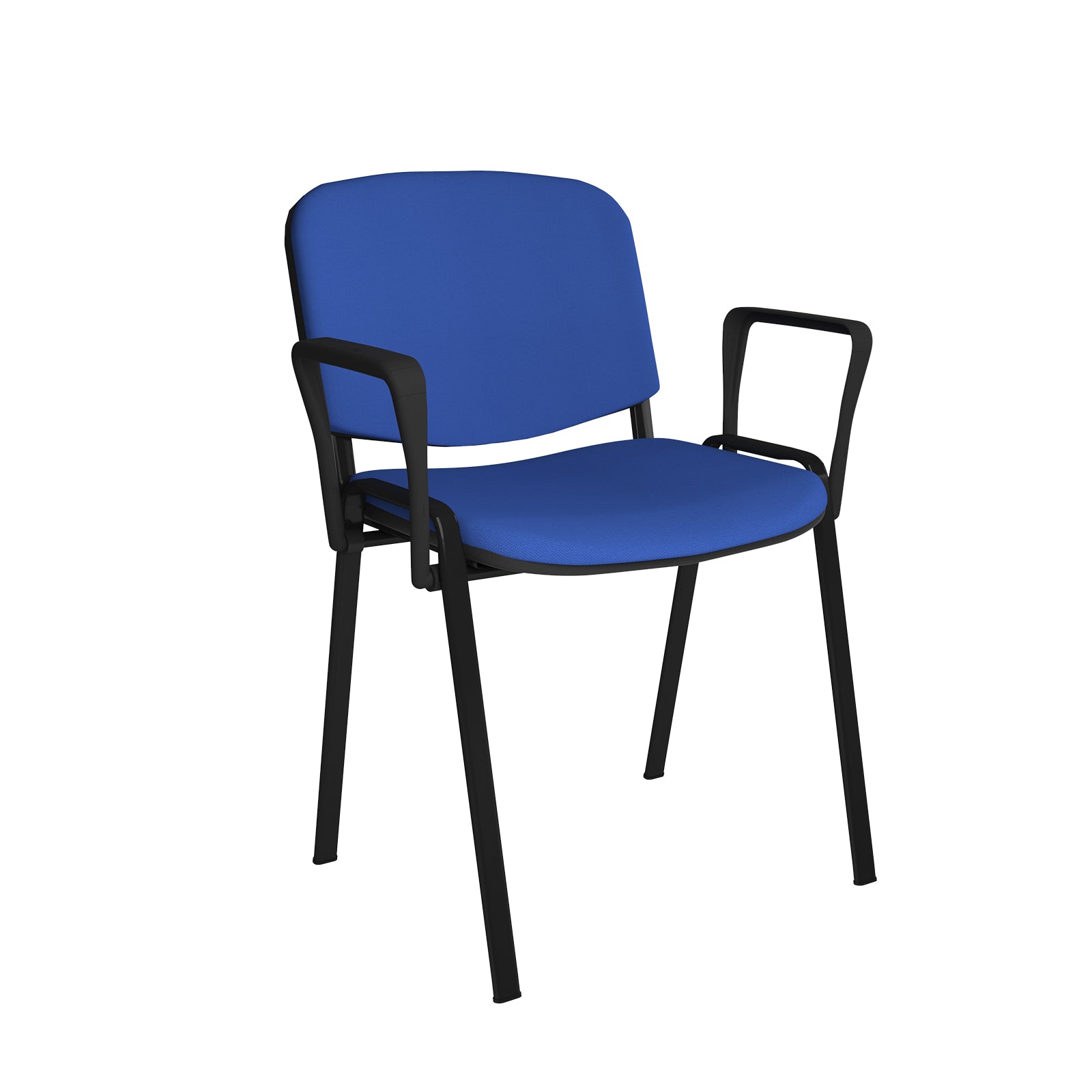 Blue chair with black frame on a white background