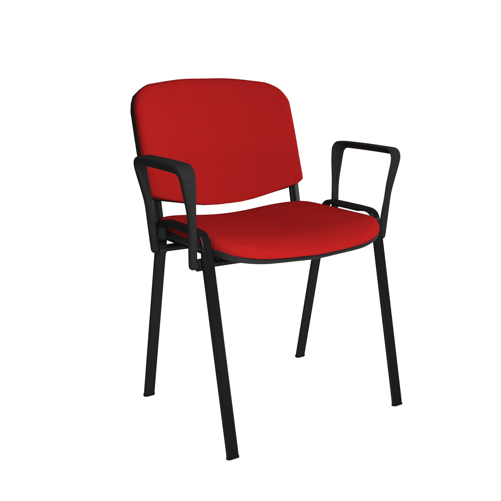 Red chair with black frame on a white background