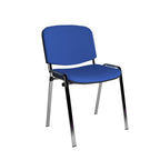 Blue chair with chrome legs on a white background