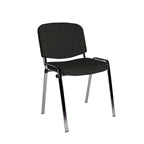 Black chair with chrome legs on a white background