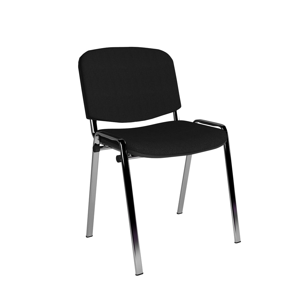Black chair with chrome legs on a white background