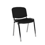 Black chair with chrome legs on a white background