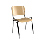 Wooden chair with metal legs on a white background