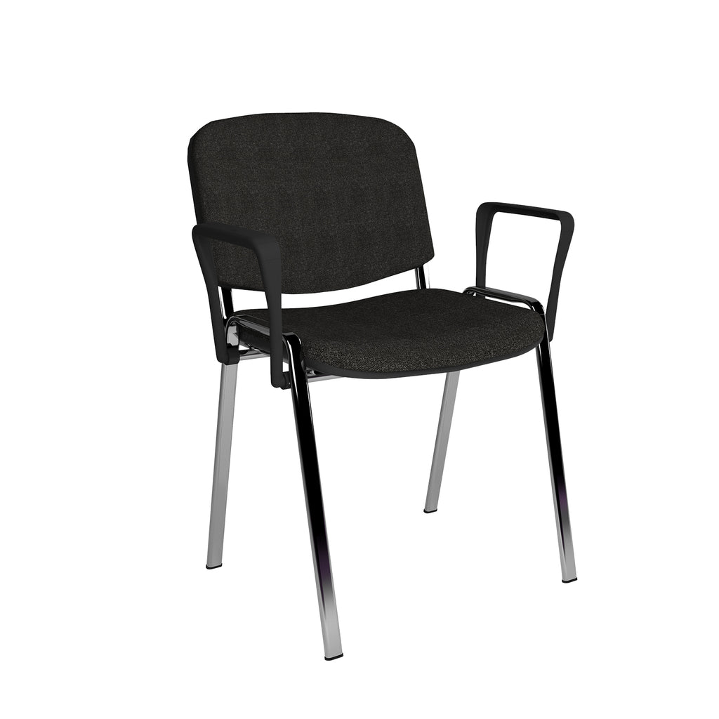 Black chair with chrome legs on a white background