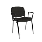 Black chair with chrome legs on a white background