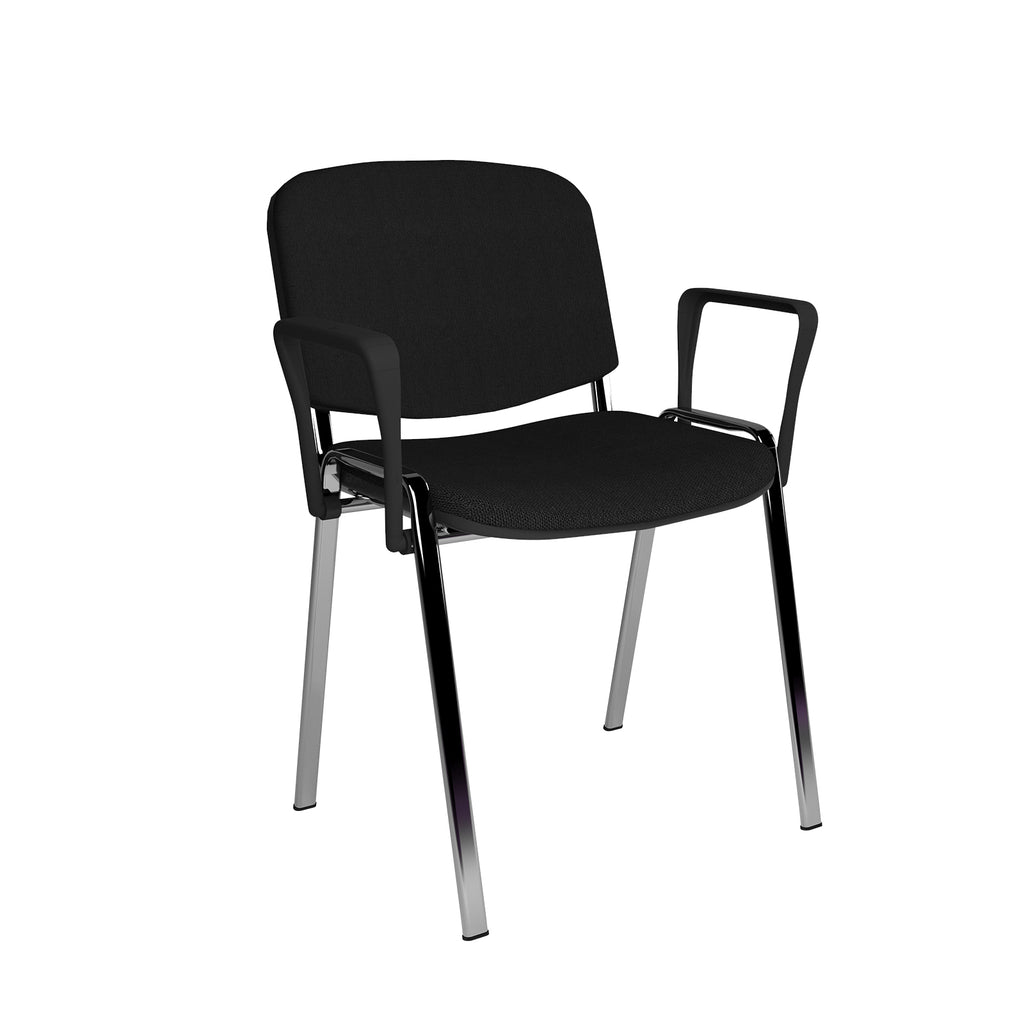 Black chair with chrome legs on a white background