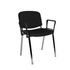 Black chair with chrome legs on a white background