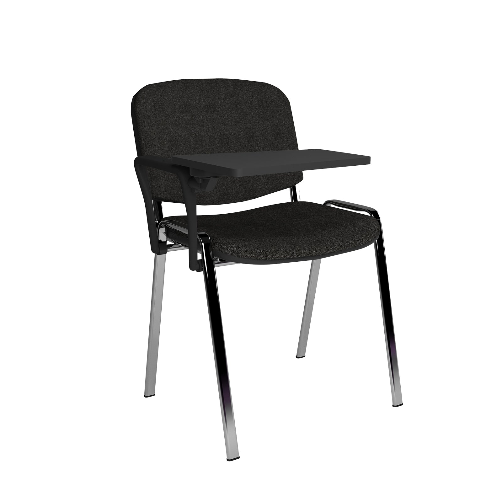 Black chair with a tablet stand on a white background