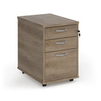 Wooden file cabinet with two drawers on a white background