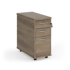 Wooden file cabinet with two drawers on a white background