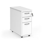 White three-drawer filing cabinet on a white background