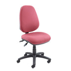 Red office chair with black base on a white background