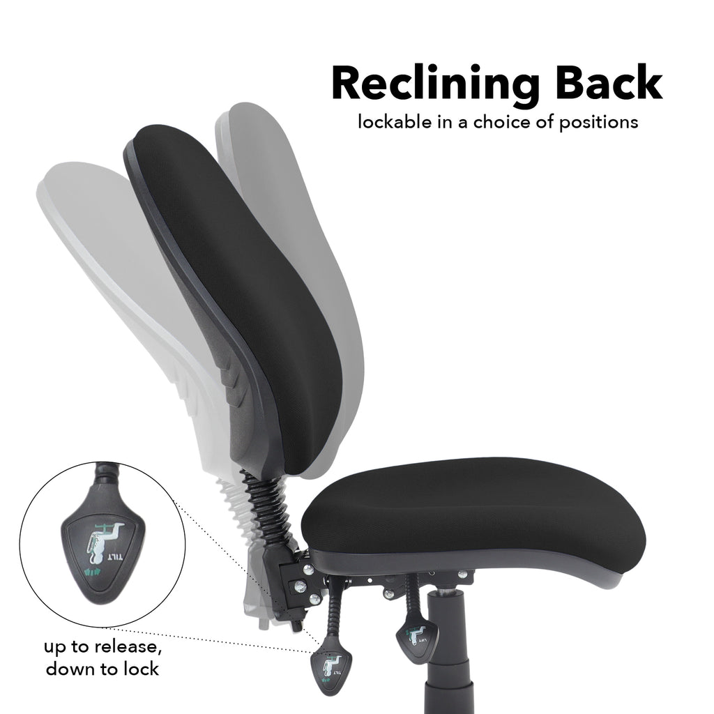 Illustration of a reclining chair back with lock mechanism on a white background