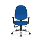 Blue office chair with black frame on a white background