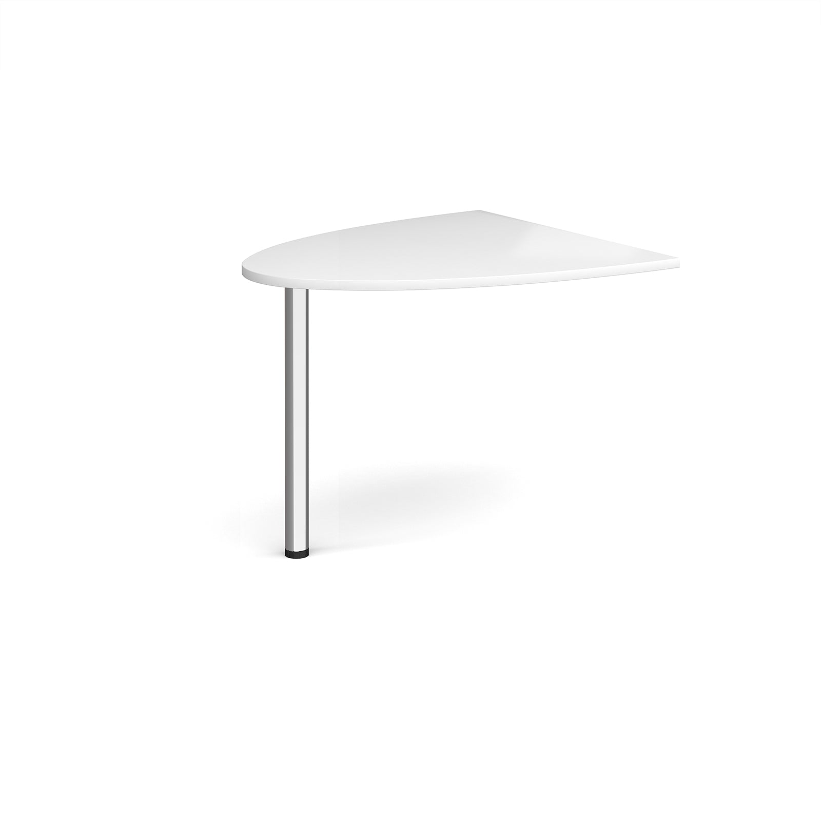 White corner table with metal leg on a white background