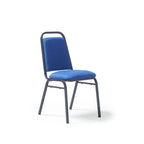 Blue chair with metal frame on a white background